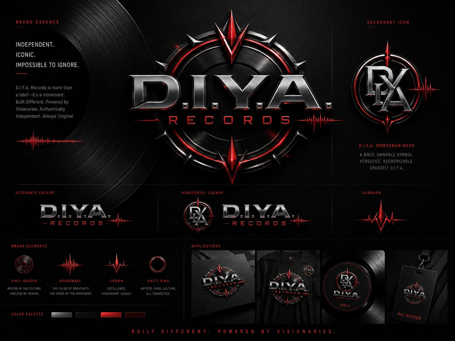 D.I.Y.A. Records metallic red and silver logo